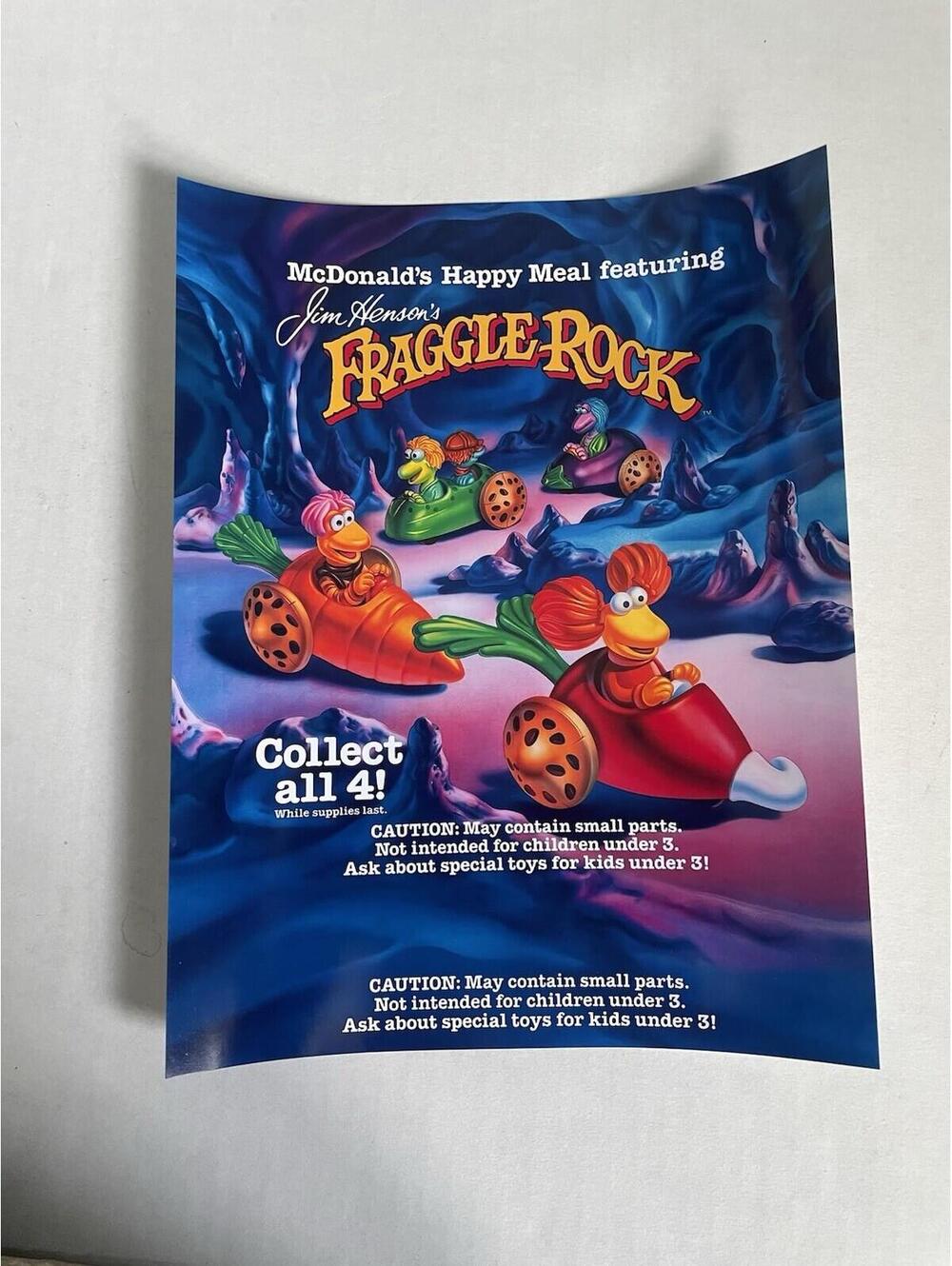 McDonalds Fraggle Rock Happy Meal REPRINT Display Sign Poster McDonald’s 8.5x11